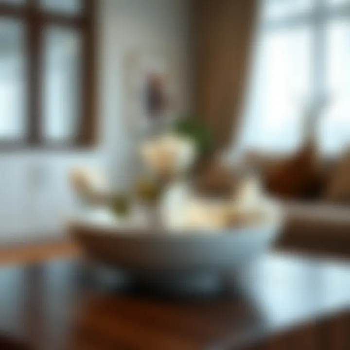 Square Magnolia Bowl in a Contemporary Setting Stylishly arranged square magnolia bowl in a modern living space