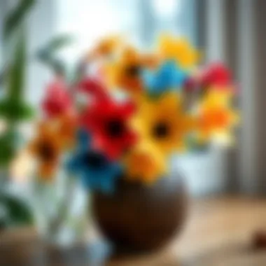 Vibrant Arrangement of Paper Flowers Colorful paper flowers arranged in a decorative vase