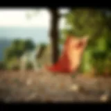 Compact folding camp chair in a serene outdoor setting