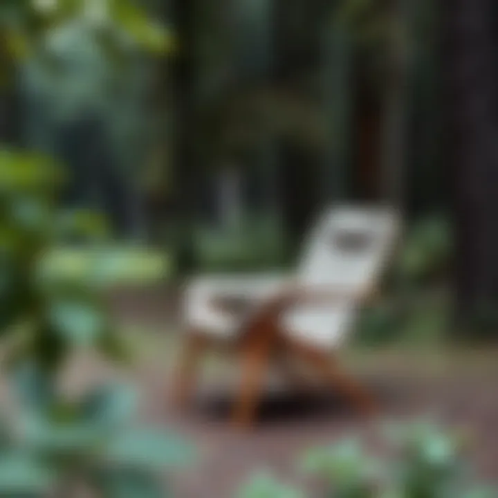 Durable material used for a camping chair in a forested area