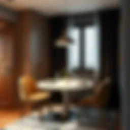 Elegant compact dining table in a small apartment