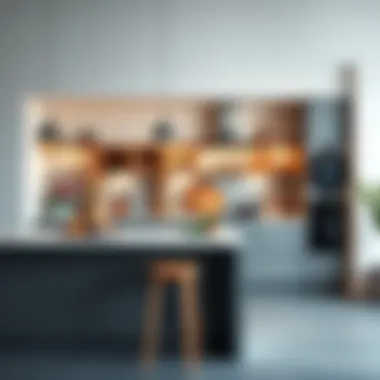 Contemporary kitchen set showcasing various materials