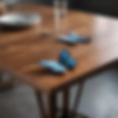 Close-up of butterfly table design showcasing craftsmanship