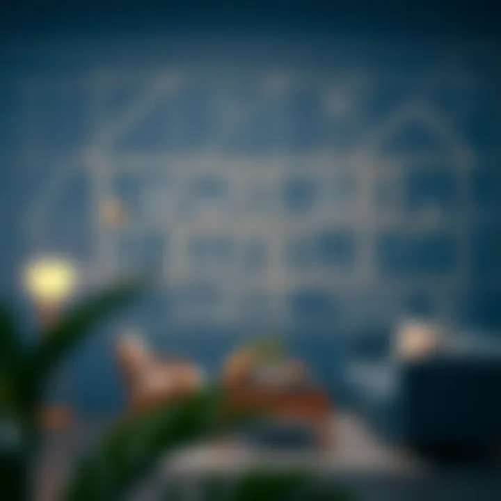 Custom Home Blueprint An intricate blueprint depicting the design process of a custom-built home.