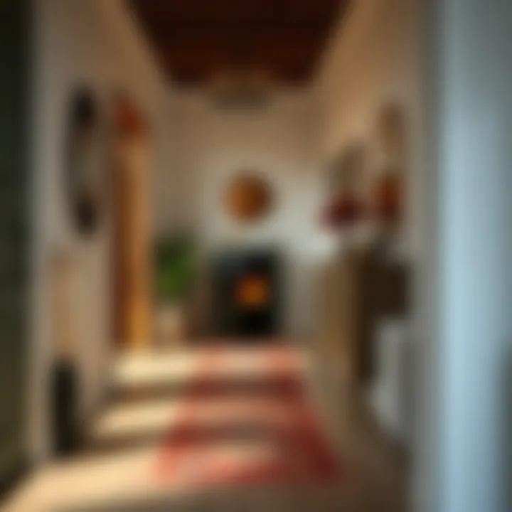A cozy hallway adorned with a 100x300 kilim runner creating a warm ambiance.