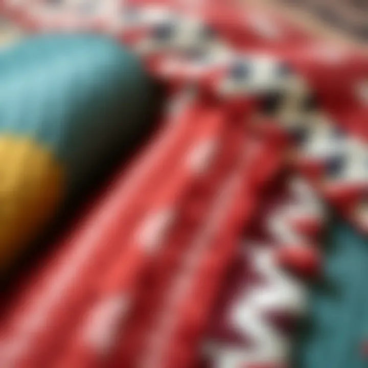 Close-up view of various kilim materials highlighting texture and quality.