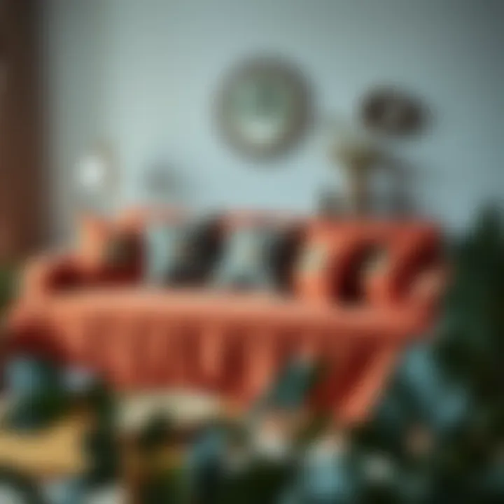 Chic Decor with Decorative Cushions Chic terracotta sofa cover featuring decorative cushions