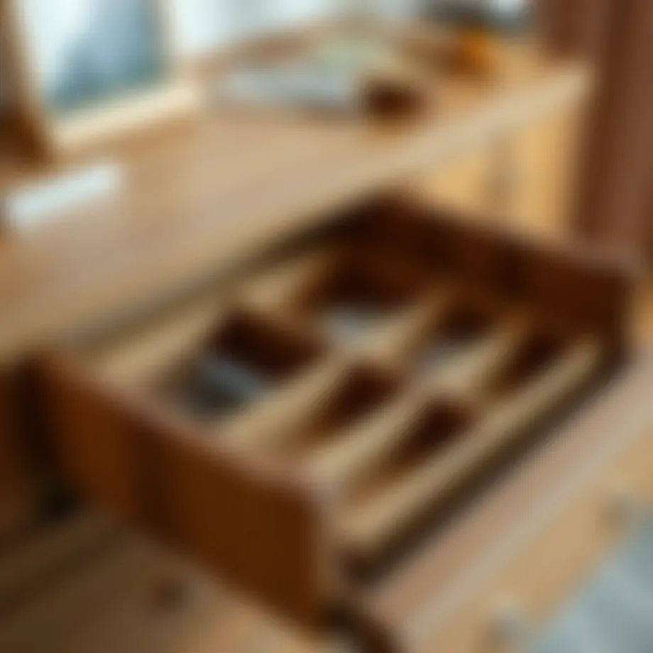 Elegant wooden drawer organizer with various compartments