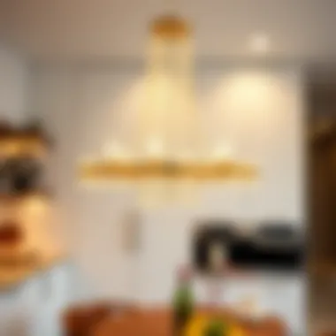 Sleek Minimalist Chandelier Enhancing Ambiance Sleek minimalist chandelier enhancing contemporary kitchen ambiance