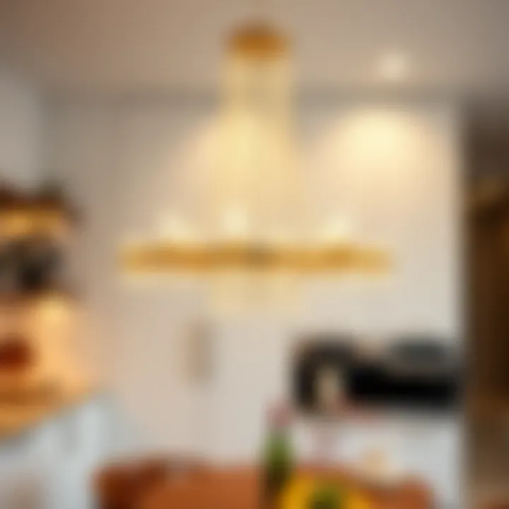 Sleek Minimalist Chandelier Enhancing Ambiance Sleek minimalist chandelier enhancing contemporary kitchen ambiance