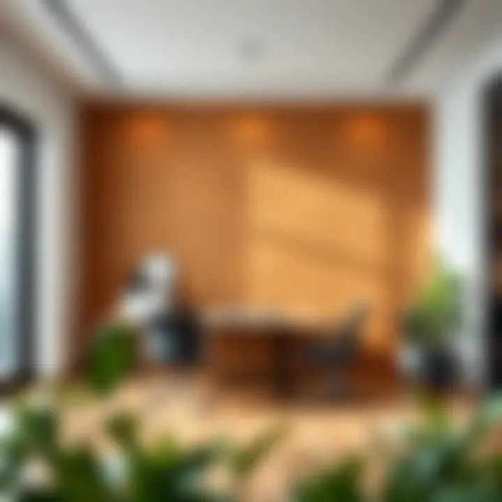 Elegant Koçtaş wooden panels enhancing a minimalist office space