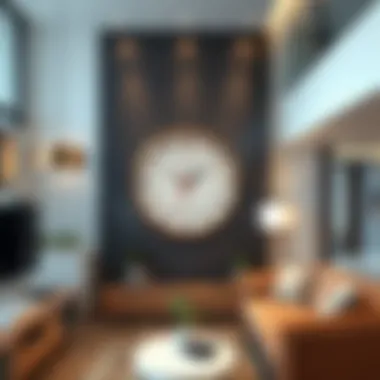 Modern Interior with Unique Wall Clock Modern interior with a wristwatch-inspired wall clock
