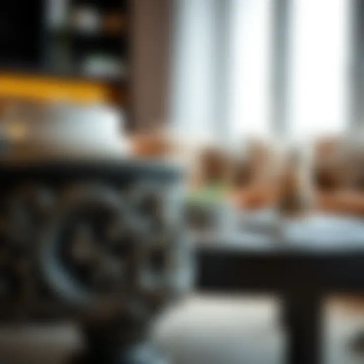 Artistic Details on Coffee Table Close-up of artistic details on a coffee table