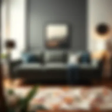 Elegant three-seater sofa in a modern living room