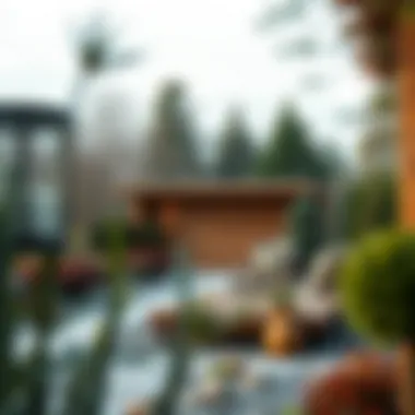 A beautifully landscaped area surrounding a wooden winter garden.