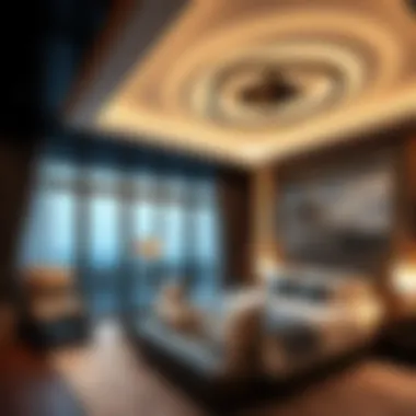 Dramatic LED ceiling effects in a luxurious bedroom