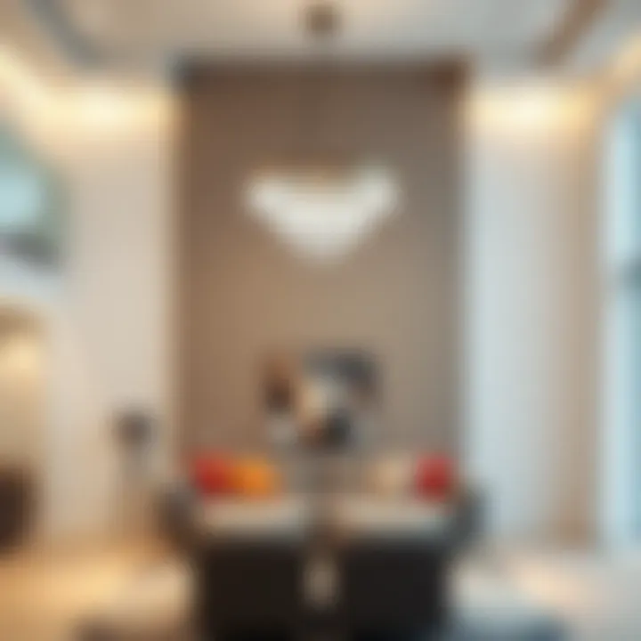 Elegant LED Chandelier in a Modern Living Room Elegant LED chandelier design in a modern living room