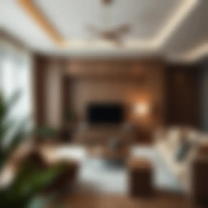 Stylish Living Room with Wooden Panels Stylish living room decorated with wooden panels