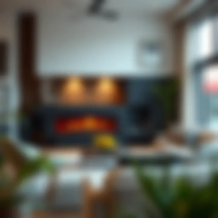 Cozy Living Room with Mangal Fireplace Cozy atmosphere created by a stylish fireplace in a living room