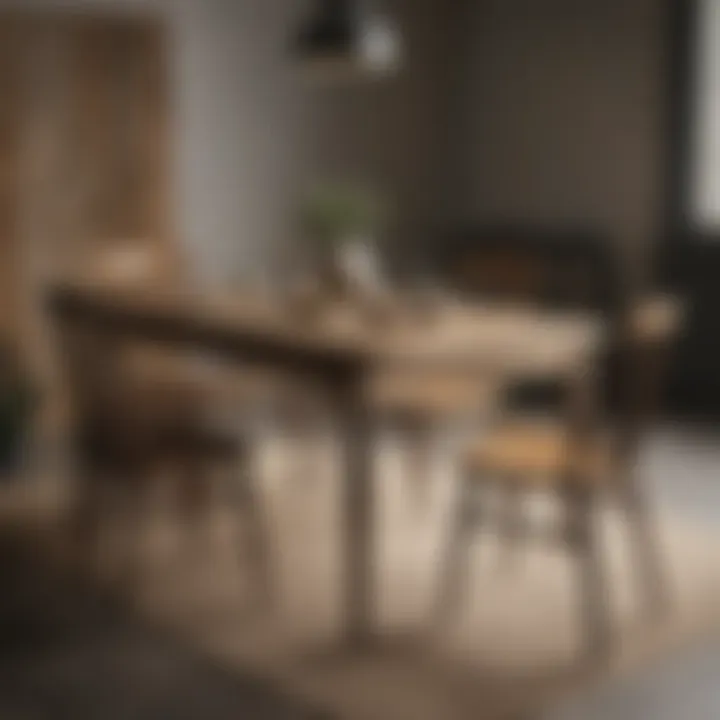 Rustic wooden dining table with matching chairs