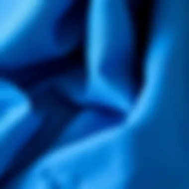 Vibrant blue fabric showcasing various textures