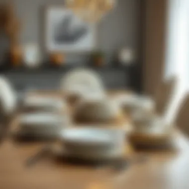 Elegant Arrangement with Melamine Plates An elegant dining table featuring melamine plates arranged aesthetically