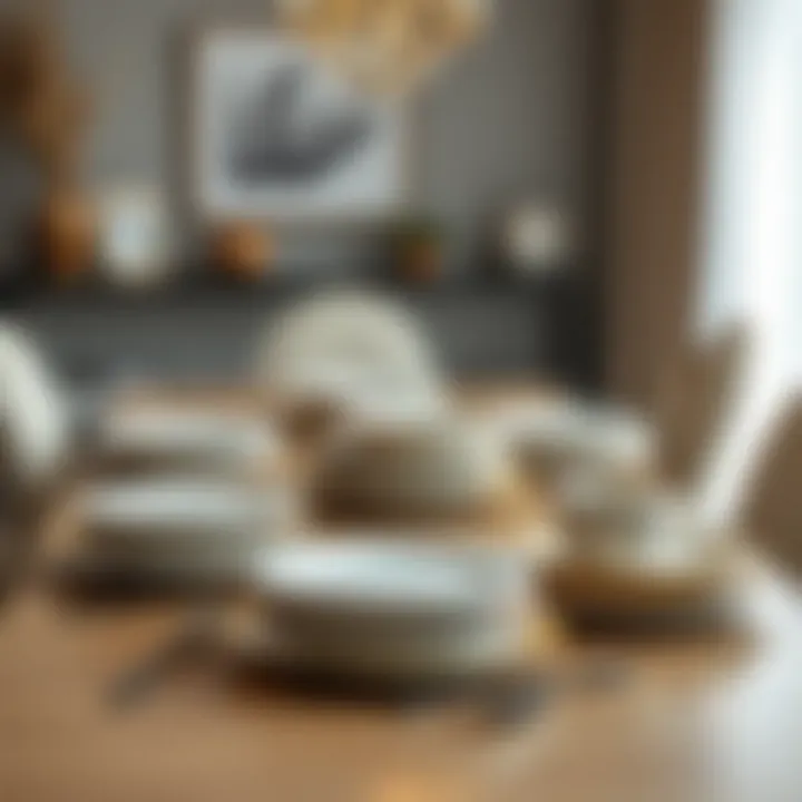 Elegant Arrangement with Melamine Plates An elegant dining table featuring melamine plates arranged aesthetically