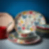 A vibrant melamine plate set showcasing various designs and colors