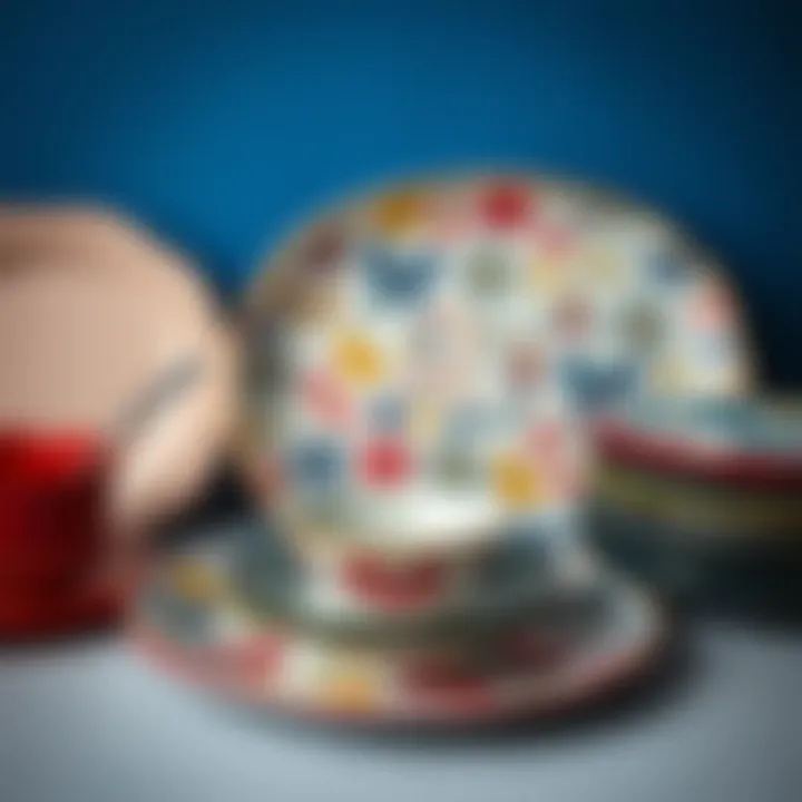 Diverse Designs of Melamine Plate Sets A vibrant melamine plate set showcasing various designs and colors