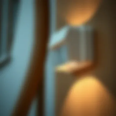 Close-up of a sensor light fixture installed on a staircase