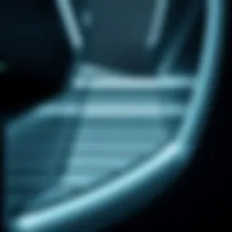 A modern staircase illuminated by sensor lights