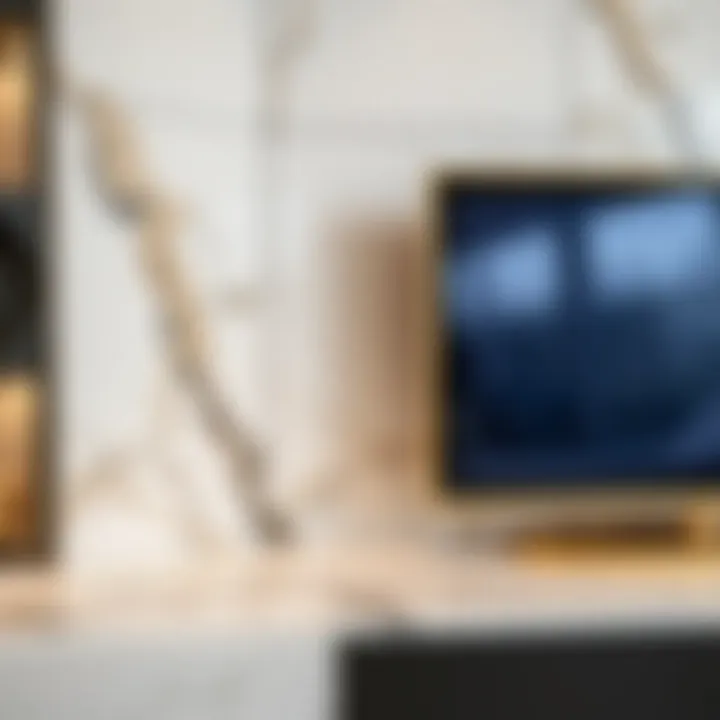 Close-up of a luxurious marble finish on a TV unit