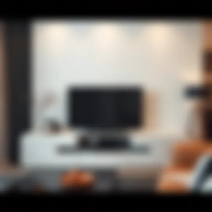 Stylish marble patterned TV unit paired with minimalist decor