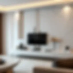 Elegant marble patterned TV unit in a modern living room