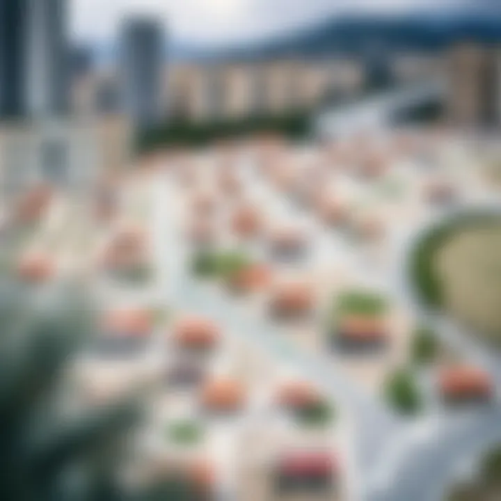 Map showing different neighborhoods in Mersin with varying real estate values