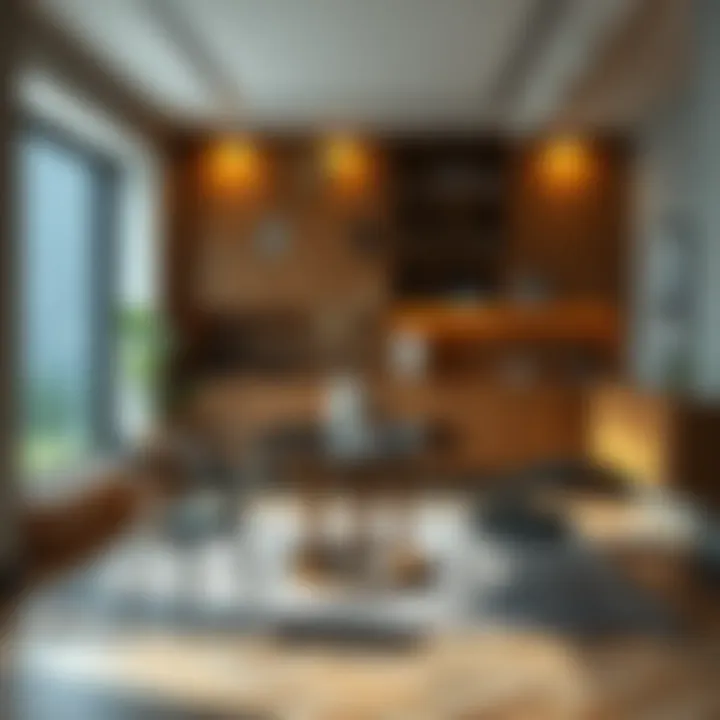 Dining Area with Metal Leg Chairs Stylish dining area featuring metal leg chairs