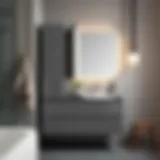 Sleek metal bathroom cabinet showcasing modern design