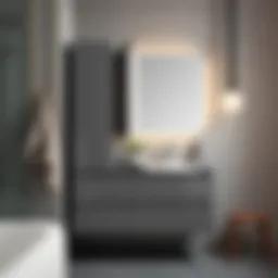 Sleek metal bathroom cabinet showcasing modern design