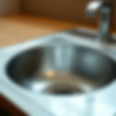 Close-up of high-quality metal sink material