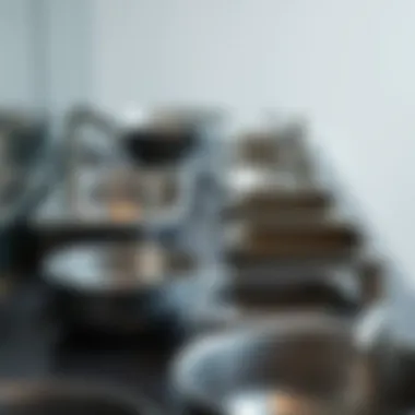 Various types of metal sinks displayed for comparison