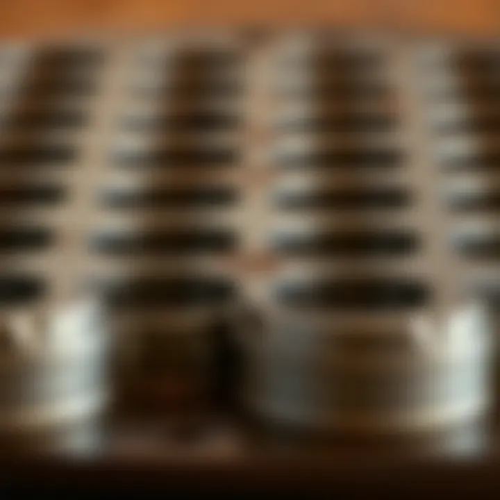 High-Quality Metal Muffin Molds Close-up of high-quality metal muffin molds with intricate details.