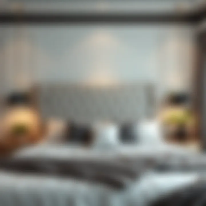 Luxurious upholstered headboard in modern bedroom setting