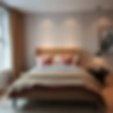 Cozy bedroom with stylish headboard and decorative pillows