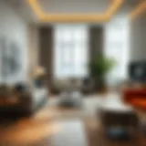 Elegant living room showcasing modern furniture arrangement