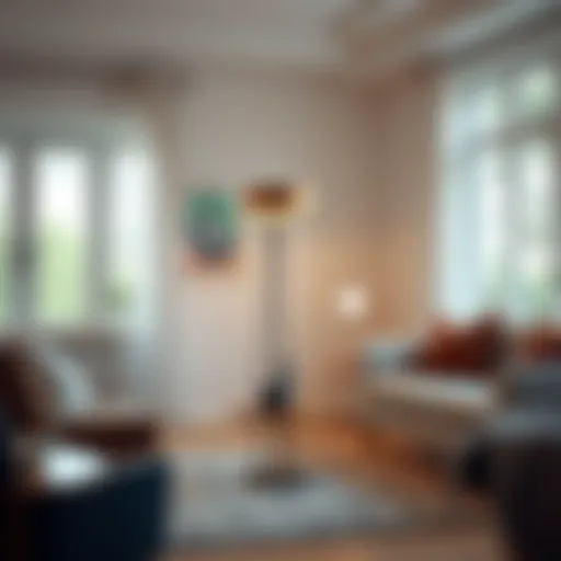 Elegant modern floor lamp in a cozy living room setting