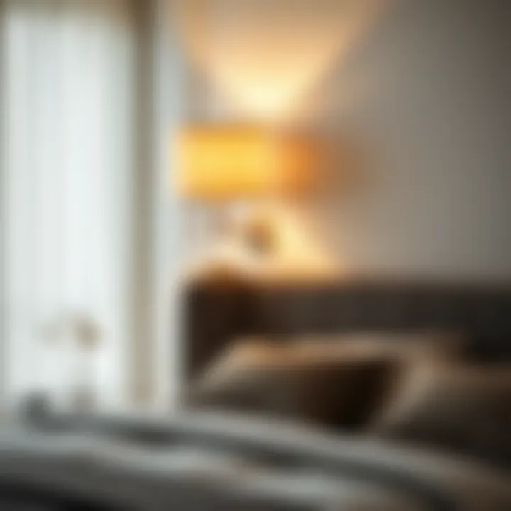 Modern bedroom design featuring stylish headboard and lamp