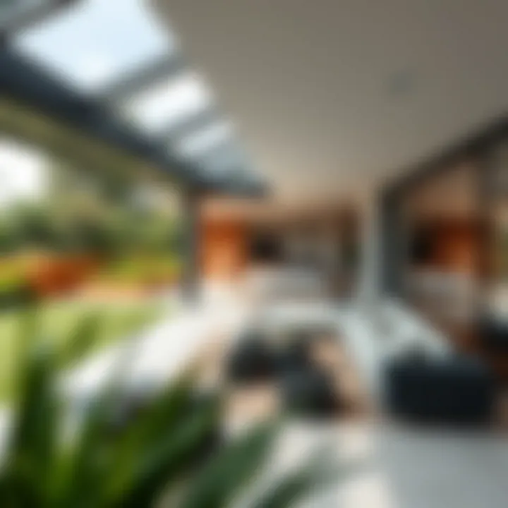 Modern glass veranda overlooking a lush garden