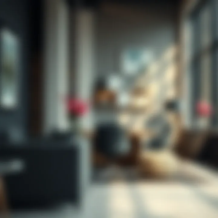 Modern office space enhanced with artificial flower accents