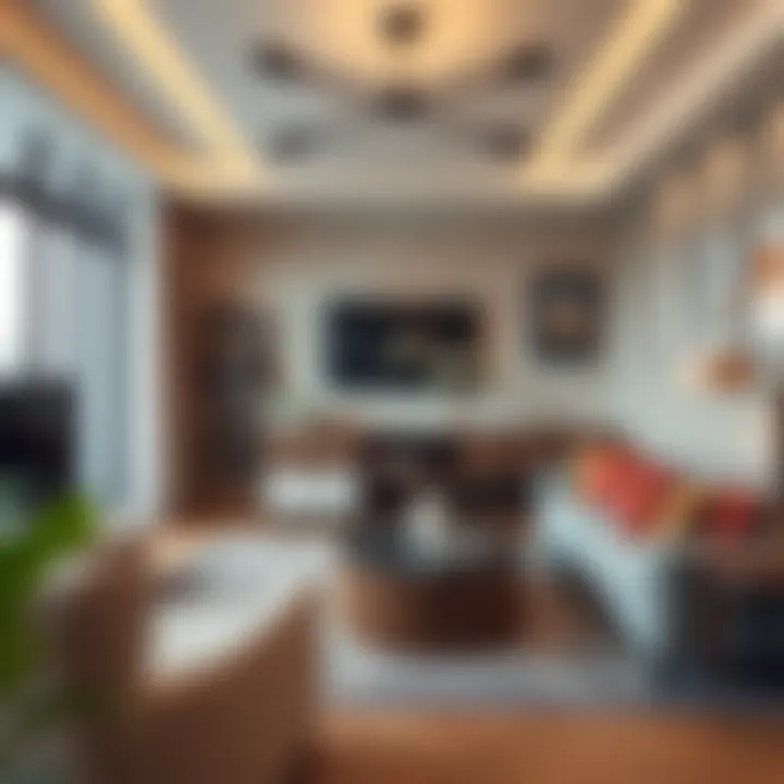 A beautifully arranged living space incorporating Mavi Çam Mersin as a decorative element