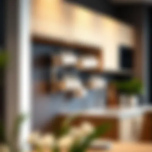 Contemporary Mug Display in Kitchen Stylish wall-mounted mug rack in a modern kitchen setting